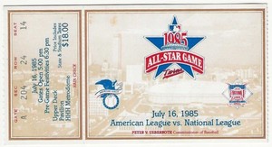 1985 All Star Game ticket stub Minnesota HHH Metrodome,  near mint to mint