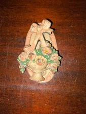 Vintage Small 4" Hubley #124 Cast Iron Flower Basket Door Knocker