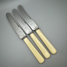 3 Vintage Firth Stainless Steel Walker & Co - ivorine table Knives ‘Homeland’
