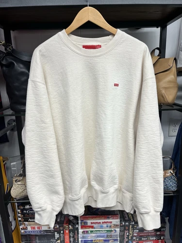 Sweat col rond crème logo petite boîte Supreme taille XL