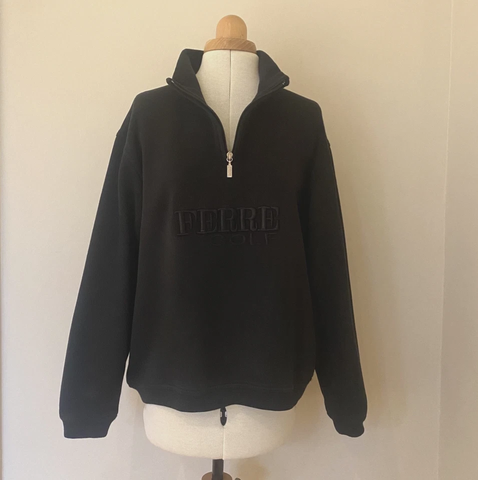 Black Quarter Zip Sweatshirt | Size M | Cotton Blend | Golf Style Pullover - Image 2 of 4