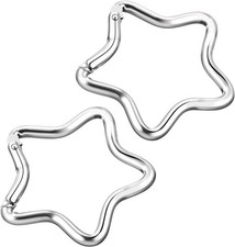 2Pcs Silver Star Shaped Carabiner Keychains, Aluminum Heavy Duty Spring Snap