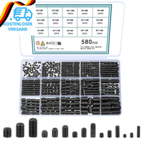 580 StüCk Madenschrauben Set, M3 M4 M5 M6 M8 Madenschrauben Sortiment Set, Innen