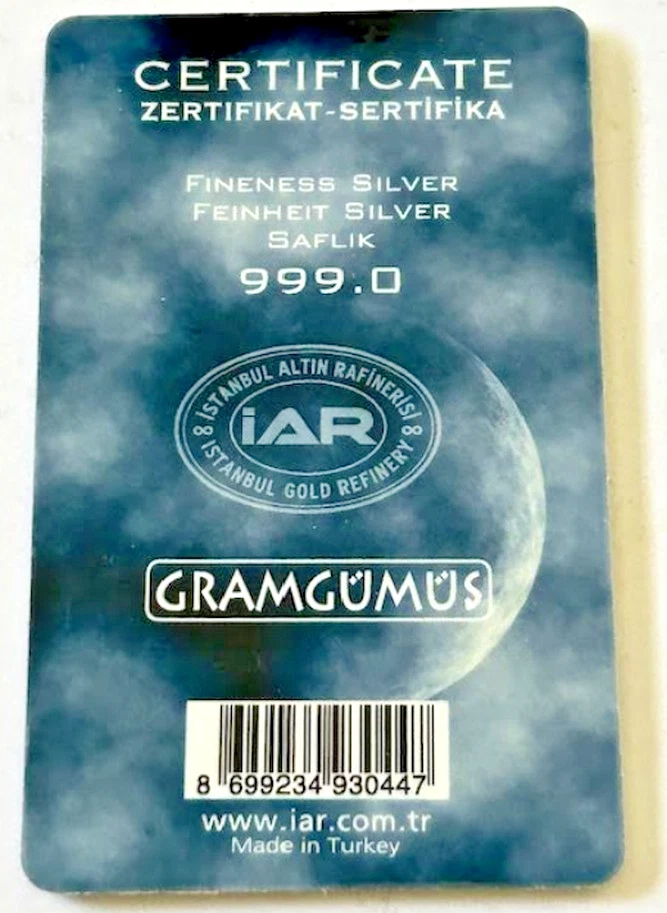 IGR- Istanbul Gold Refinery 2.5 Gram Silver Bar 999.0 Fine Silver Bar In Assay - Image 3 of 3
