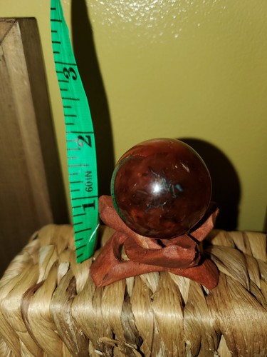 Video Cornalina Ágata Esfera Pequeño Orbe Bola Roja Cristal Cuarzo Madera Soporte Lote - Imagen 2 de 10