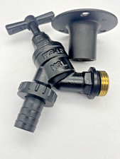 MATT BLACK Garden Tap Brass Bib Tap with Matching back plate - UK Stock