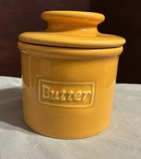 Butter Bell Crock Ceramic Butter Keeper By L.Tremain Bright Yellow Farmhouse