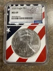 2020 $1 American Silver Eagle Dollar NGC MS69 FLAG HOLDER