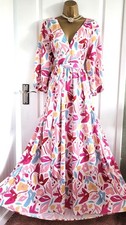 CHI CHI LONDON Pink White Multi Long Maxi Floral Print Dress UK 16