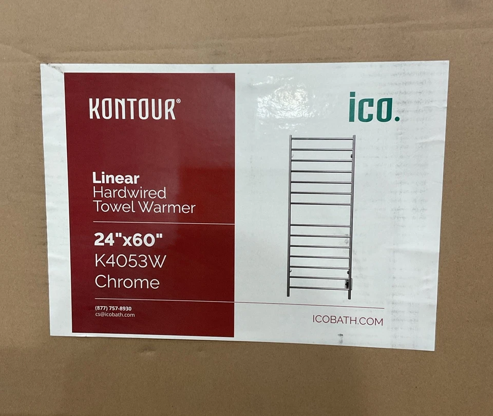 "Calentador de toallas de baño ICO cromado lineal enchufable 24"" x 60"" K4053W $799" Foto 2 de 4