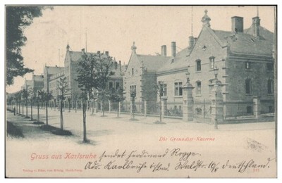 V8258/ Gruß aus Karlsruhe  Grenadier-Kaserne AK 1904