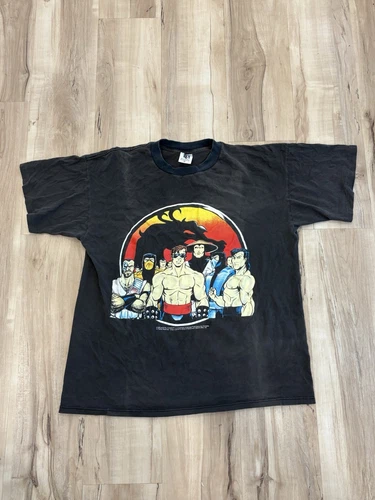 Vintage RARE 1992 Midway Mortal Kombat “RULES” Black T Shirt Size XL