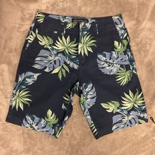 American Eagle Outfitters Men's Blue Chino Shorts Floral Tropical Button Zip 9"  