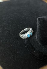 Vintage Sterling Silver, Turquoise And Mother Of Pearl Ring Sz 6.5