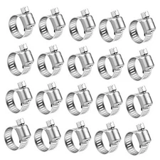  20 Pack Stainless Steel Hose Clamp Adjustable 3/8'' - 5/8'' () Worm 10-16mm