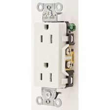 Hubbell Wiring Device-Kellems Dr15whitr Straight Blade Receptacle, 5-15R, 15 A,