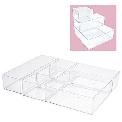 6er Set Schubladen Organizer Box Fach Einteiler Küche Kosmetik Kunststoff Acryl - Bild 1 von 4