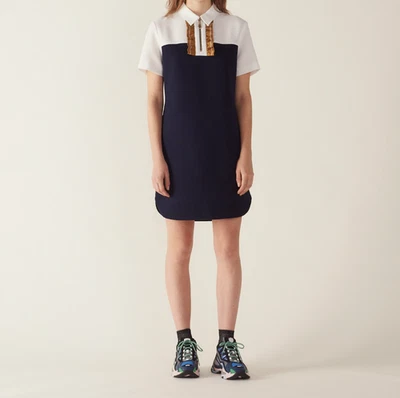 Sandro Women's Navy Short Sleeve 100% Cotton Dress Size 34 FR 6 UK 2 US R20465E - Image 1 of 4