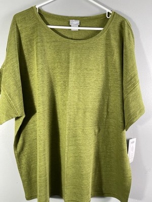 Chico's ~ Women's Short Sleeves Top Blouse~ Plus Size 4 ~ Tropic Olive (Green)