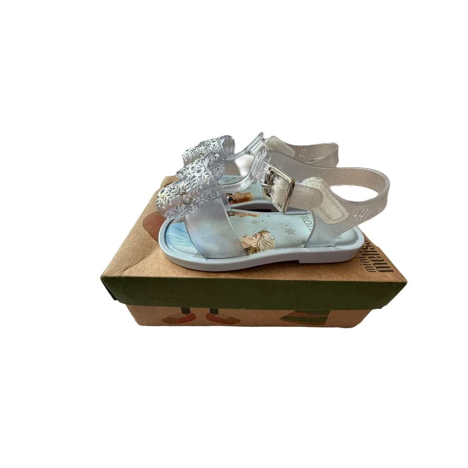Sandalia Mini Melissa para mujer azul/claro brillo plateado MAR + FROZEN talla 7 Foto 3 de 4