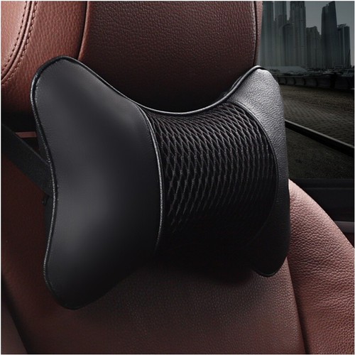 Car Seat Headrest Pad Leather Knitted Pillow Auto Head Neck Rest Support Cushion - Bild 11 von 18