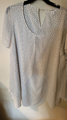 y2k Motherhood Damen 3X Plus schwarz weiß gepunktet über Schlüsselloch hinten - Bild 15 von 24
