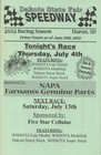 brochure/program, Dakota State Fair Speedway, Huron, SD, 2002, dirtꟷtrack racing — photo 1