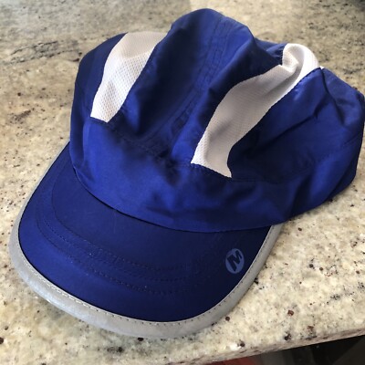 Merrell Ventilated Mesh Reflective Cap Hat OS-blue adjustable hook & Loop