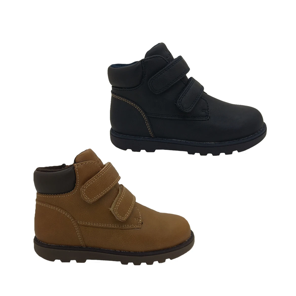Grosby Harley Little Boys Boots Ankle Length Double Hook and Loop Zip Side