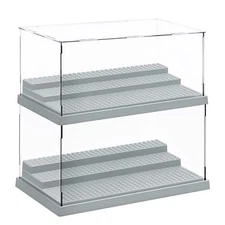 3-Level Acrylic Display Case Set of 2 Dustproof Showcase for Collection Brick...
