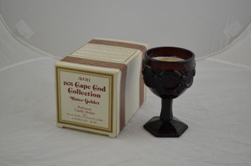 Vintage Avon 1876 Cape Cod Glass Ruby Red 6" Water Goblets New in Box - Afbeelding 1 van 1