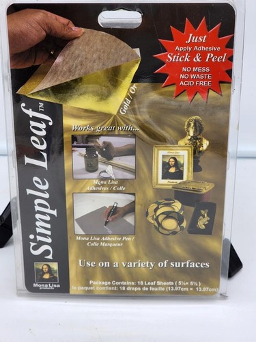 Mona Lisa " Simple Leaf" Gold Leaf 18 Sheets 5.5" X 5.5" - Picture 2 of 2