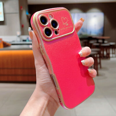 For iPhone 16 Pro Max 15 14 13 12 11 Colorful Wave Frame Case with Love Heart