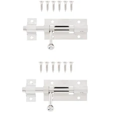 2 Pack Sliding Bolt Gate Latch 304 Stainless Steel Barrel Bolt with Padlock Hole