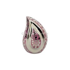 White Butterfly Design Portland Pink Small Teardrop Human Urn for Ashes.