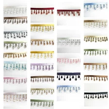 Perial Co Crystal looking  Beaded Fringe Trim Sold by the Yard