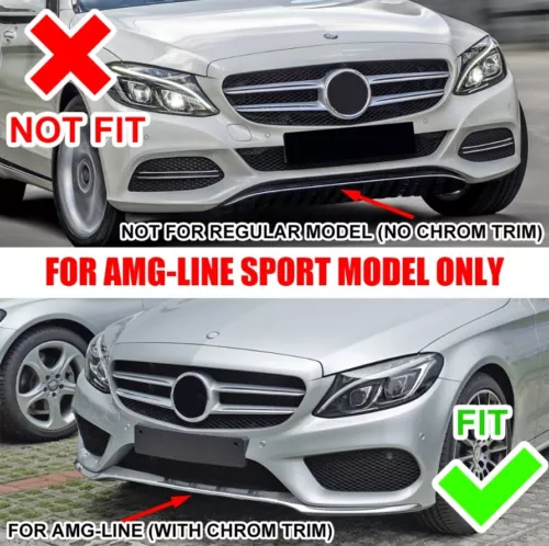 3× Für Mercedes Benz W205 2015-2018 Front Spoiler Lippe Stoßstange Set Silber - Bild 4 von 13