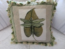 Vintage Aubusson style Petite Point Needlepoint Pillow Cover Victorian Dragonfly