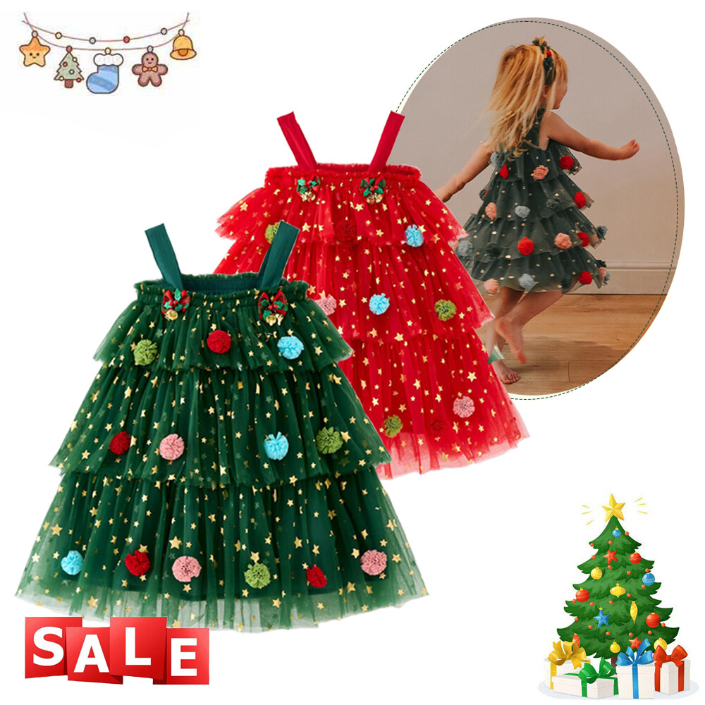Adorable Vestido Tutú de Navidad para Niña Pequeña con Lentejuelas Estrella y Perfecto para Regalos