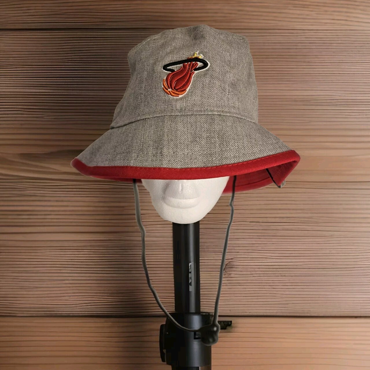Miami Heat NBA Fishing Bucket Hat by New Era - XL Gray & Red
