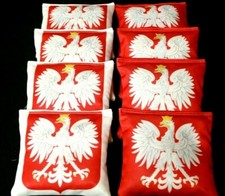Custom WHITE EAGLE OF POLAND RED WHITE 8 ACA Regulation Cornhole Bean Bags