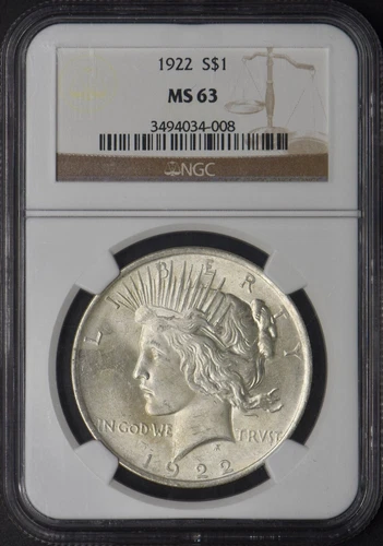 1922 Peace Silver Dollar - NGC MS63 - ✪COINGIANTS✪