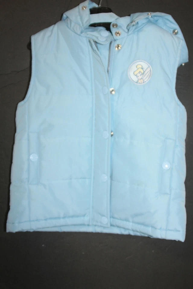 Chaleco acolchado Campanilla Azul Claro Capucha Desmontable Sin Mangas Disney Store Niñas Foto 3 de 4