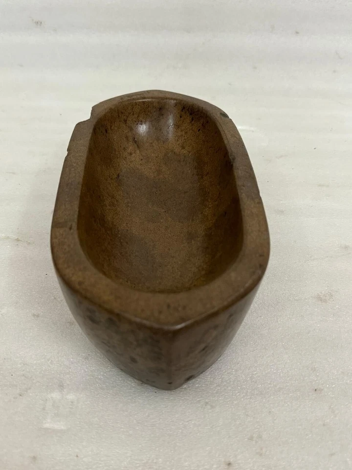 Antigua olla de molienda de hierbas de piedra de mármol tallada a mano rara mortero Kharal Foto 3 de 4