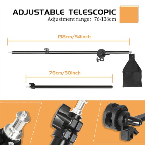 US 140cm Top Light Stand Telescopic Boom Arm+Flexible Sandbag for Flash Softbox - Picture 2 of 14