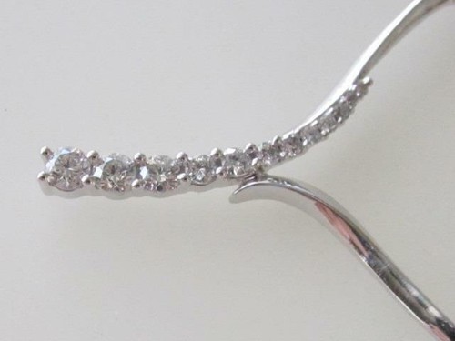 14K. WHITE GOLD "Y" DIAMOND NECKLACE, NEW - Picture 7 of 10