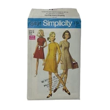 1969 SIMPLICITY 8491 Misses Mod Vintages Dress Sewing PATTERN Size 12 UNCUT
