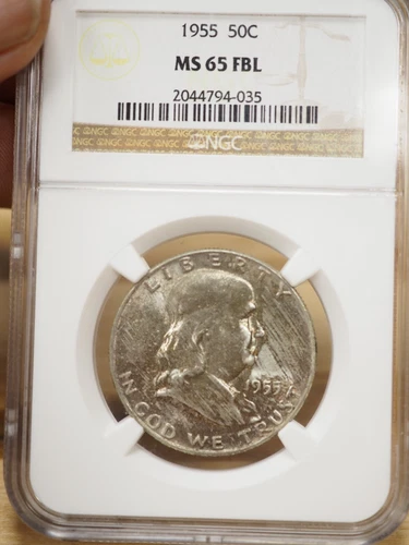 1955 Franklin Half Dollar NGC Certified MS65 FBL - FREE SHIP! G0844