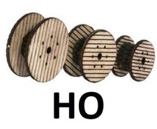 HO Scale - Cable Reels Laser Cut Wood Kit (3 ...