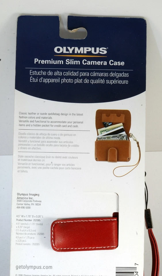 Estuche de cuero delgado premium Olympus 202085 rojo nuevo en paquete Foto 4 de 4